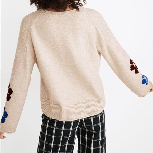 💞Madewell coziest textured yarn belmore floral sleeve pullover sweater size XXS - Picture 3 of 8